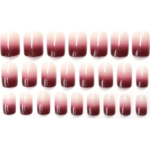 24Pcs Artificial Gradient Color Sharp Nail Art Full Cover False Fake Nails Tip