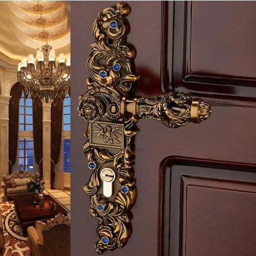 COFFEE COLOR CLASSIC ZINC ALLOY DOOR LOCK HANDLE FOR WOODEN DOOR DOOR LOCK