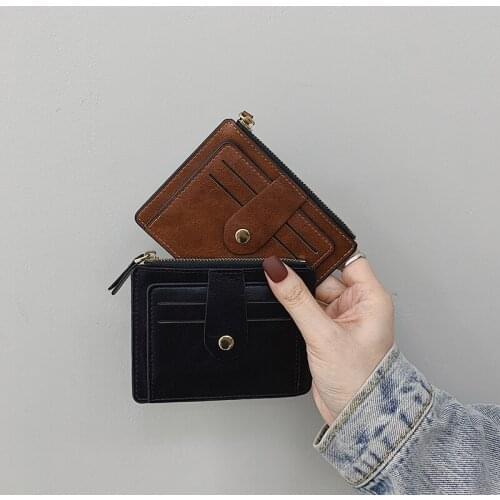 Short Small Wallet Female Simple Zipper Buckle Card Holder Multi-card Bit Change Coin Bag
