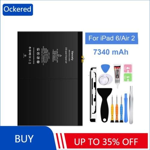 Ockered 7340mAh Battery for IPad 6 Air 2 A1547 A1566 A1567 Li-polymer Tablet Bateria for IPad Air2 6 Batteries with Free Tool