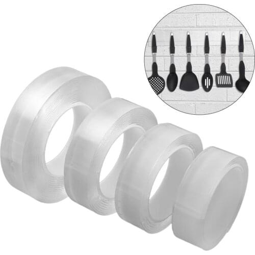 Reusable Nano Tape, Multifunctional Double Sided Clear Anti-Slip Gel Pads Removable Nano Traceless Tape Washable Nano Magic Tape