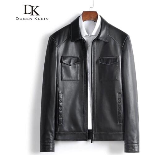 Men Genuine Leather Jacket Real Sheepskin Leather Jackets Casual Short Black Pockets Autumn New Jacket for Man G2002