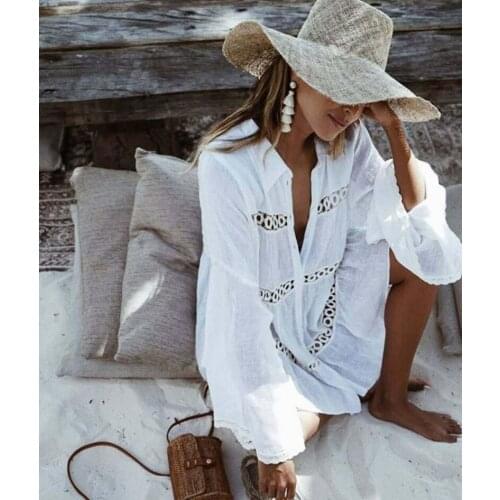 Bikini Cover Up Lace Hollow Crochet Swimsuit Beach Dress Women 2020 Summer Ladies Cover-Ups Bathing Suit Beach Wear Tunic Pareo