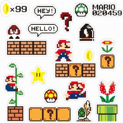 Mosaic Super Mario Decals Cartoon Cute Decoration Paper Stickers DIY Scrapbooking Masking Phone Waterproof Paster Graffiti New