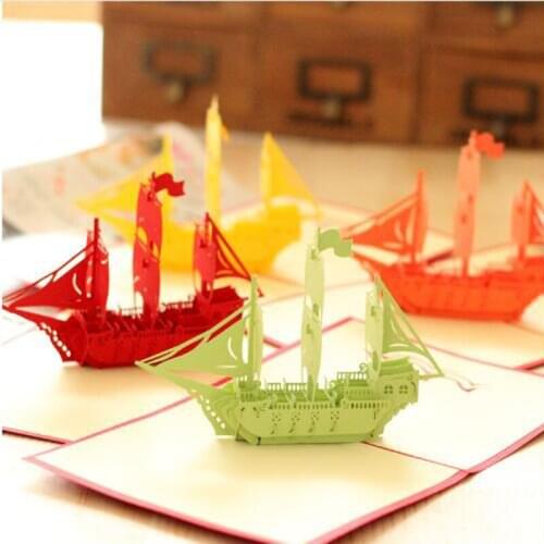 1pcs Bon Voyage Bulk Postcards 3D Greeting Pop Up Kirigami Card Custom Craft Paper Happy Birthday Wishes Wedding Party Gifts
