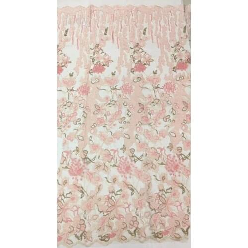 RFJJ019# 6 color flower leaves and rattan embroidery thread mesh wedding dress fabric for bridal wedding dress/sawing