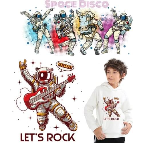 Rock space astronaut iron on transfers for clothing thermal stickers on clothes parches ropa termoadhesivos iron-on transfer
