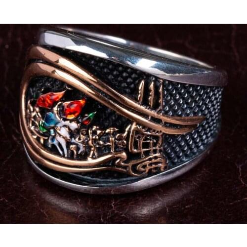 Conquest of Istanbul Silver Mens Ring Ottoman Ring 925 Sterling Silver Tughra Ring