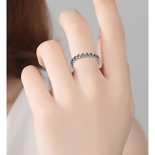 Stackable Heart Romantic Ring Authentic 925 Sterling Silver Ring For Women Wedding Anniversary Jewelry Gift