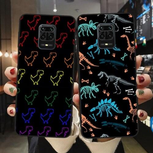 Luxury Black Silicone Cover For Xiaomi Mi 10T Lite 10 Ultra Redmi Note 9S 7 8 9 Pro 8T Phone Case Aesthetic Cute Dinosaur Shell