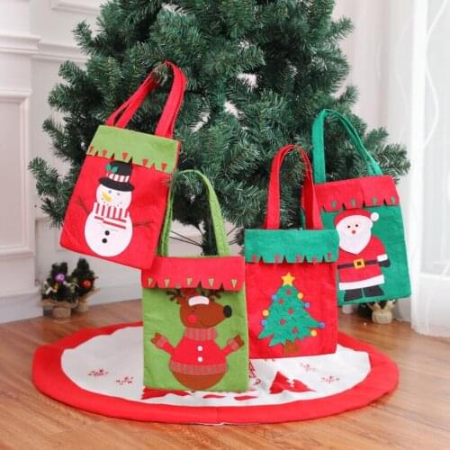 New Cartoon Christmas Tree Pattern Santa Claus Candy Bag Thick Snowman Handbag Home Party Decoration Gift Bag Storage Bag AU391