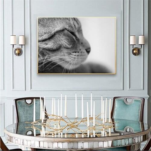 Vintage Room Decor Animal Poster Wall Black Whtie Decor Dog Cat Zebra Nordic Wall Art Pictures for Living Room Kids Room Decor