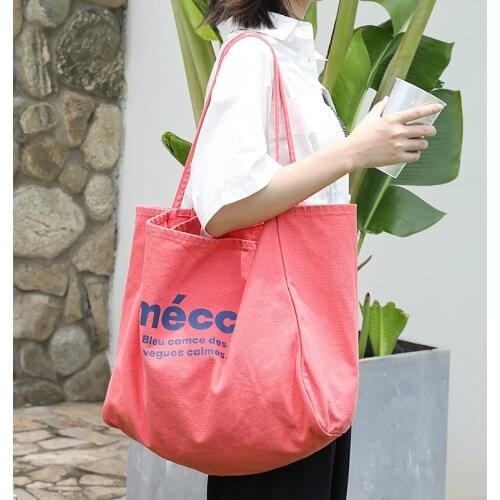 Japanese Leisure Art Canvas Bag Ins Simple Letter Printed Handbag Online Celebrity Fashion Washing One-shoulder Womens Bag