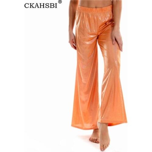 CKAHSBI New Women Yoga Pants Solid Elastic Waist High Waist Yoga Wide Leg Pants Fitness Lady Sports Trousers Loose Sports Wear
