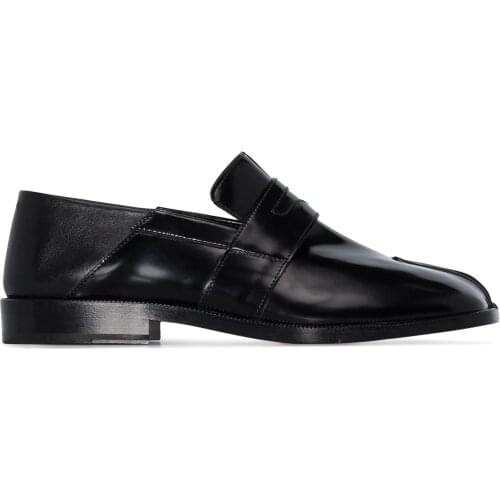 Women Shoes Paris Tabi Slip-on Loafers Black Leather