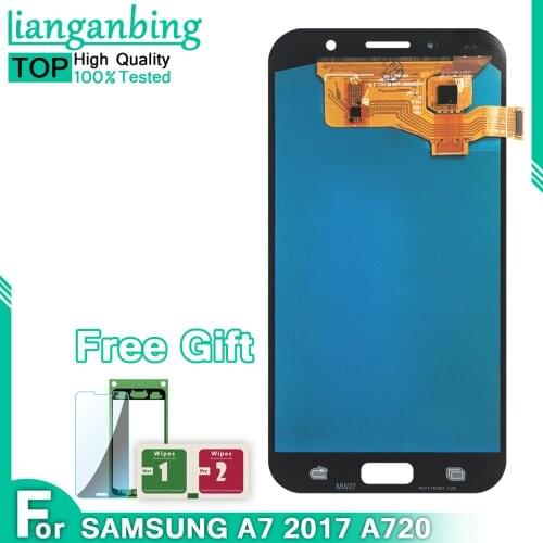 New Super AMOLED LCD A7 2017 A720 A720F A720M A720Y Display 100% Tested Working Touch Screen Assembly For Samsung Galaxy lcd
