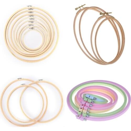 1pc DIY Sewing Embroidery Ring Hoop Tool Embroidery Cross Stitch Hoop Frame Ring Round Hoop Craft Plastic Wood Color