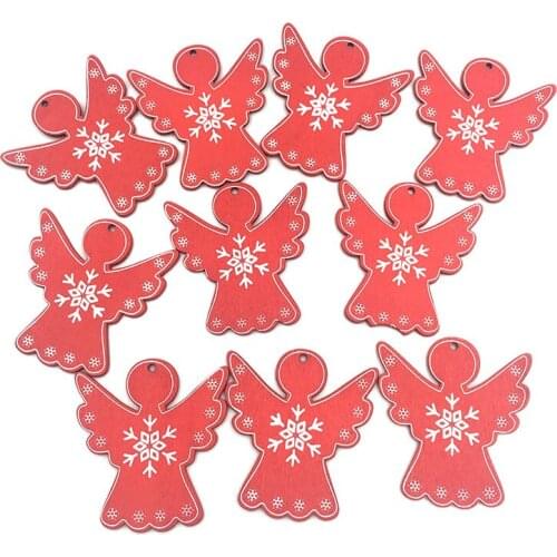 10PCS Christmas Wooden Ornaments Unfinished Wood Slices Hanging Decoration for Kids DIY Painting Crafts Party Gift Tags