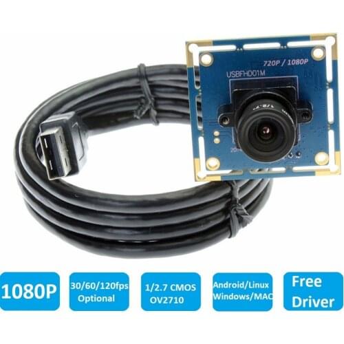 1080P USB2.0 CCTV Camera Module CMOS OV2710 high speed 30fps/60fps/120fps UVC Driverless Mini PCB Board for robot Machine Vision