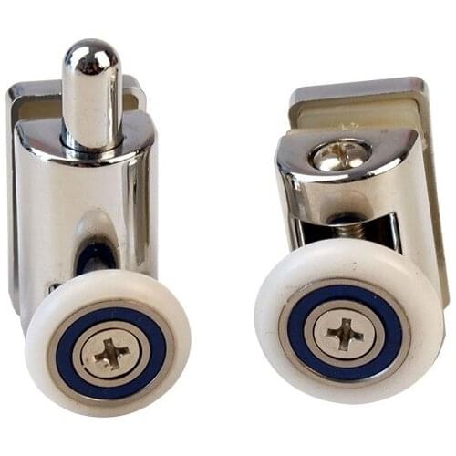 2PCS Shower Room Square Zinc Alloy Double POM Wheel Bathroom Sliding Door Mute Pulley Shower Room Accessories Door Rollers