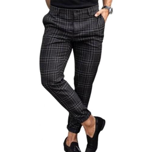 2021 Men Casual Pant Plaid Printed Fashionable Men Full Length Trouser for Daliy Life