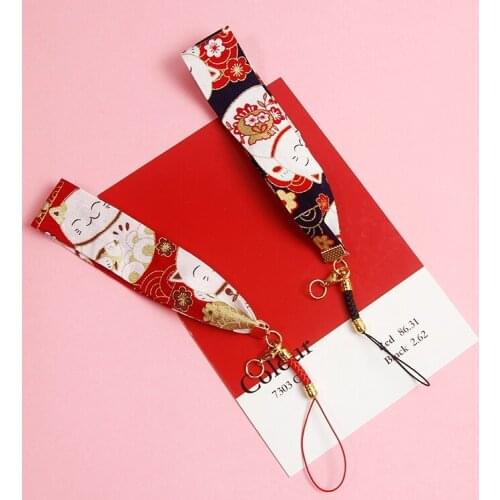 2021 Japan Tranditioal Anime Maneki Neko Lucky Cat Fat Fortune Cat Keychain Key Chain Bag Pendent For Women Mobile Charm D401