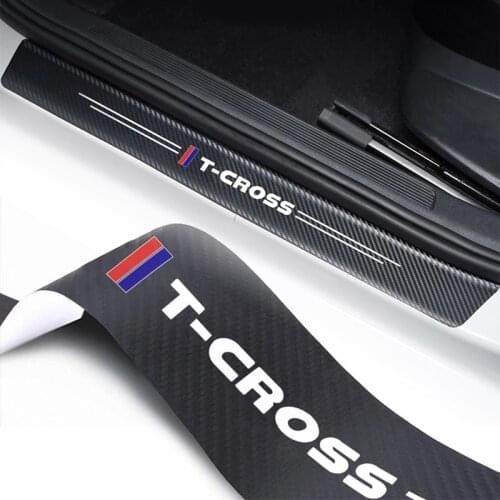4pcs/lot Door Sill Cover Door Sill Protector Stickers Imitation Carbon Fiber for Volkswagen VW T CROSS sticker car styling