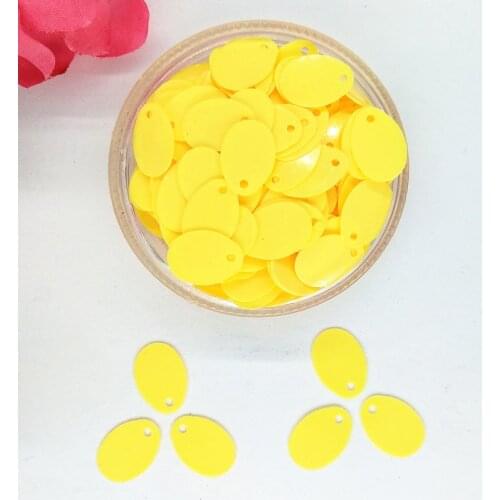 50g/lot 9*13mm Yellow Oval Egg Shape Sequins Side Hole, Paillettes Accessories Crafts For Bag, Garment
