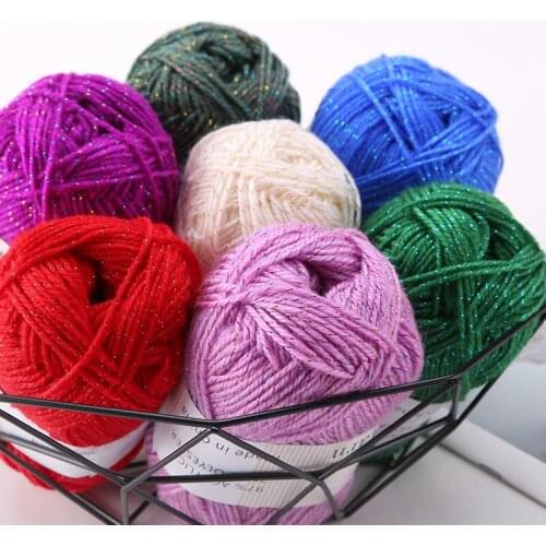 50g/ball Colorful Hand Knitting Soft Acrylic Thick Yarn For Scarf Sweater Crochet Yarn Weave Thread With Gold Silver Line