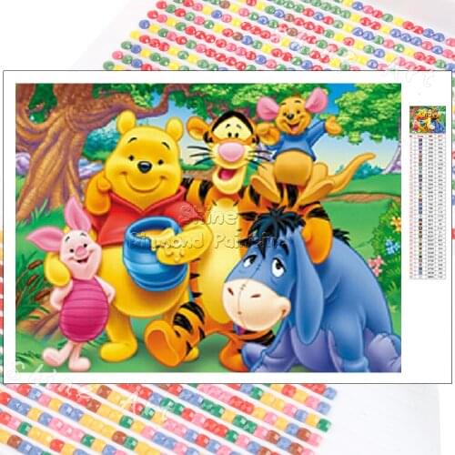 Diamond Painting Disney Winnie Pooh 5D DIY Full Drill Piglet Mosaic Cartoon Animal Kit Rhinestone Embroidery Art Home Decoration