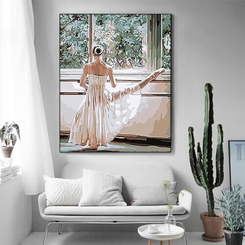 Ballet dance practice girl flower landscape DIY paint by digital art painting Decorative painting by digital ballet