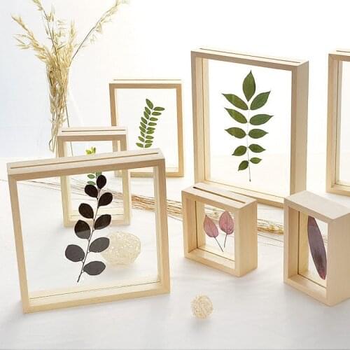 Double Sided Resin Photo Frame DIY Plant Specimens Solid Wood Frame Wedding Room Desktop Decoration Picture Frames Ornament