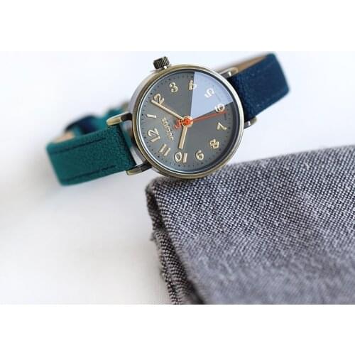 Julius Retro Bronze Case Jean Leather Band Arabic Index Watch Small Wrist Clock For Ladies Fashion Casual Accessory Hour JA-855