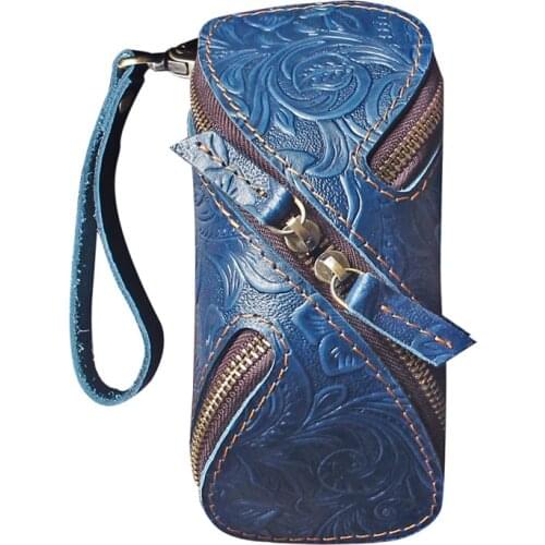 Double Zipper Real Leather Coin Purse Women Car Smart Key Housekeeper Holder Bags For Men Large Capacity Keychain Wallet