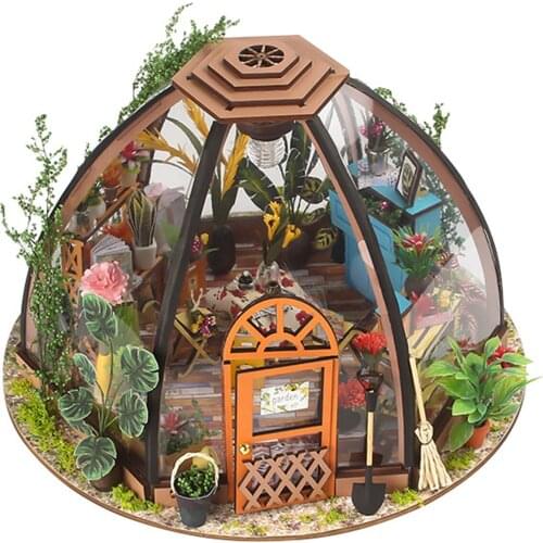 DIY Creative Dollhouse LED Light Wooden Craft Garden House 3D Puzzles Toys