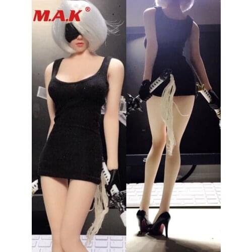 Customs female clothes model 1:6 scale black dress braces short skirt dress clothing for 12" HT PH doll model toy accessories