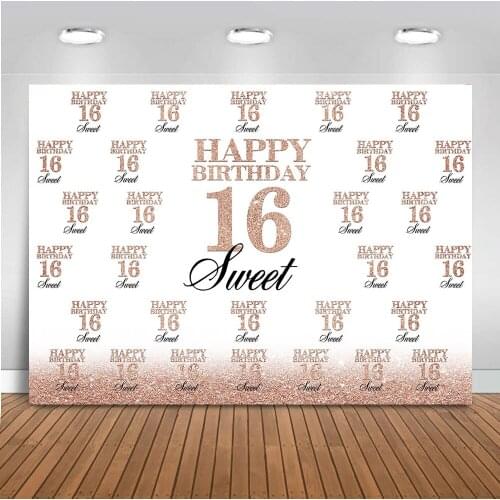 MOCSIKA Happy Birthday Sweet 16 Backdrop for Photography Birthday Party Background for Photo Decoration Banner Young Drop 587