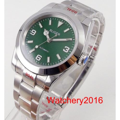 BLIGER Solid 39mm Black Dial Sapphire Glass Polished Bezel 21 jewels MIYOTA 8215 Automatic Movement Mens Watch Deployment NH35