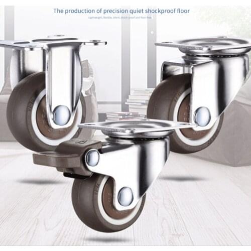 29EF 1.25/1.5/2 Inch Caster Set Plain Bearing Rubber Wheels for Furniture Moves Silent Smooth Swivel Castor Trolley 8 Types