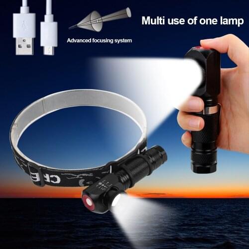 USB charging headlight strong light waterproof camping outdoor fishing riding right angle work light