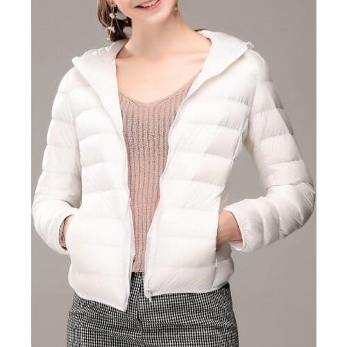 2021 new autumn and winter down jacket thin hooded ladies down jacket fashion high quality stand collar plus size jacket
