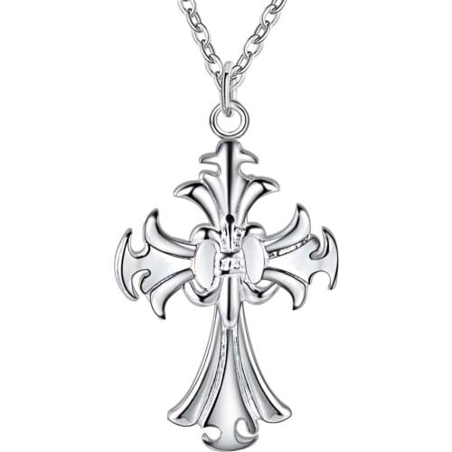 Wholesale Charm Silver Color Pendants For Women Fashion Jewelry Necklace Lady Fashion Jewelry Pendant Flamboyant Cross AN110