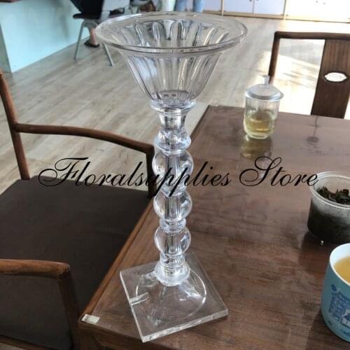 10pcs clear vase wholesale acrylic cylinder 40cm tall trumpet for wedding decoration table centerpiece event party supplies