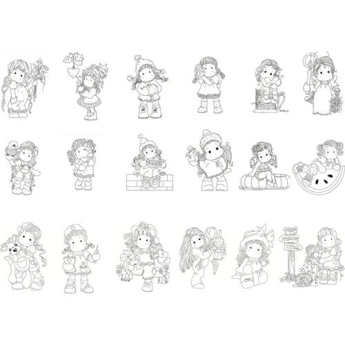 Girl Transparent Clear stamps and metal cutting dies