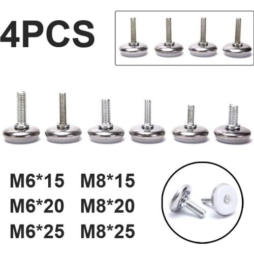 4Pcs Adjustable Steel Furniture Legs Anti-slip Base Table Cabinet Leg Pad Feet Leveler M6 M8 Screw Metal Furniture Foot Level