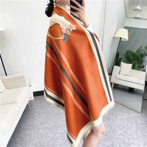 Imitation Cashmere Scarf Winter Long Warm Carriage Thick Tassel Shawl Female 180*65cm
