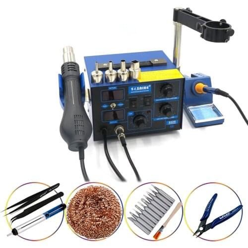 Saike 952D Soldering StationHot Air Gun + Soldering Iron 2in1 Power 760W BGA rework station welding table 110V/220V