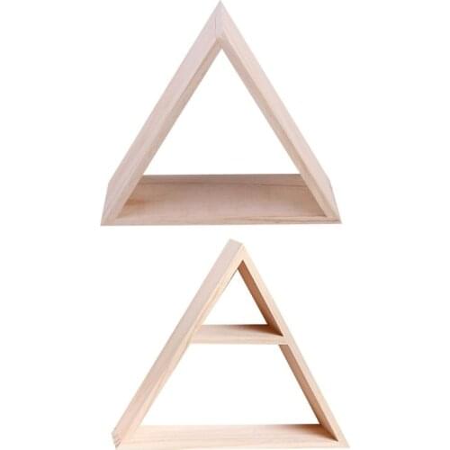 77JF Rustic Style Storage Rack Woooden Handmade DIY Triangle Commodity Shelf Storage Rack Decoration