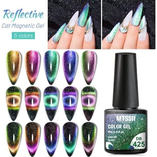 Mtssii 6ML Reflective Cat Eye Gel Nail Polish 9D Galaxy Chameleon Magnetic Gel Semi Permanent Base Top Coat Varnish For Manicure