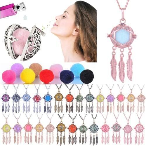 4 colors Feather tassel Aromatherapy jewelry cage Necklace Essential Oil Diffuser lockets Pregnant Women Pregnancy Necklace